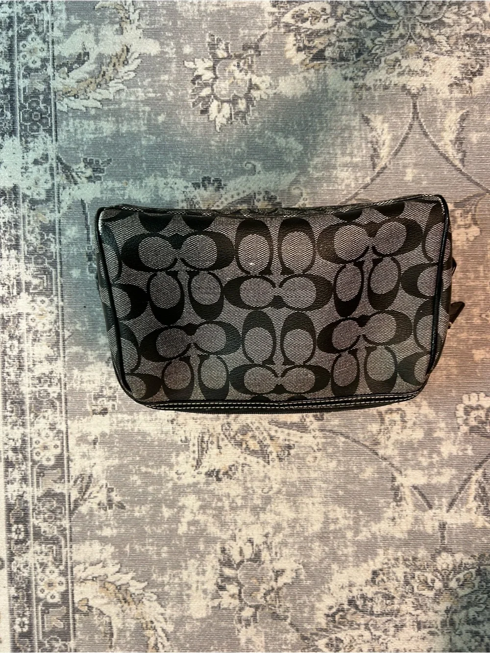 Coach Black and Gray Signature Jacquard Pouch